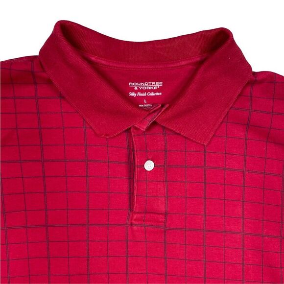 Roundtree & Yorke Polo Red Check Mens Size Large - Picture 3 of 4